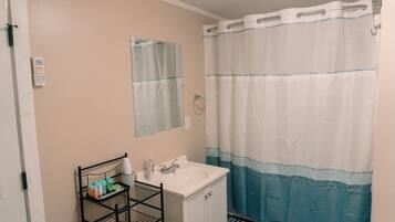 Ensemble douche/baignoire, sèche-cheveux, bidet, serviettes fournies