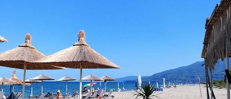 Sun-loungers, beach towels