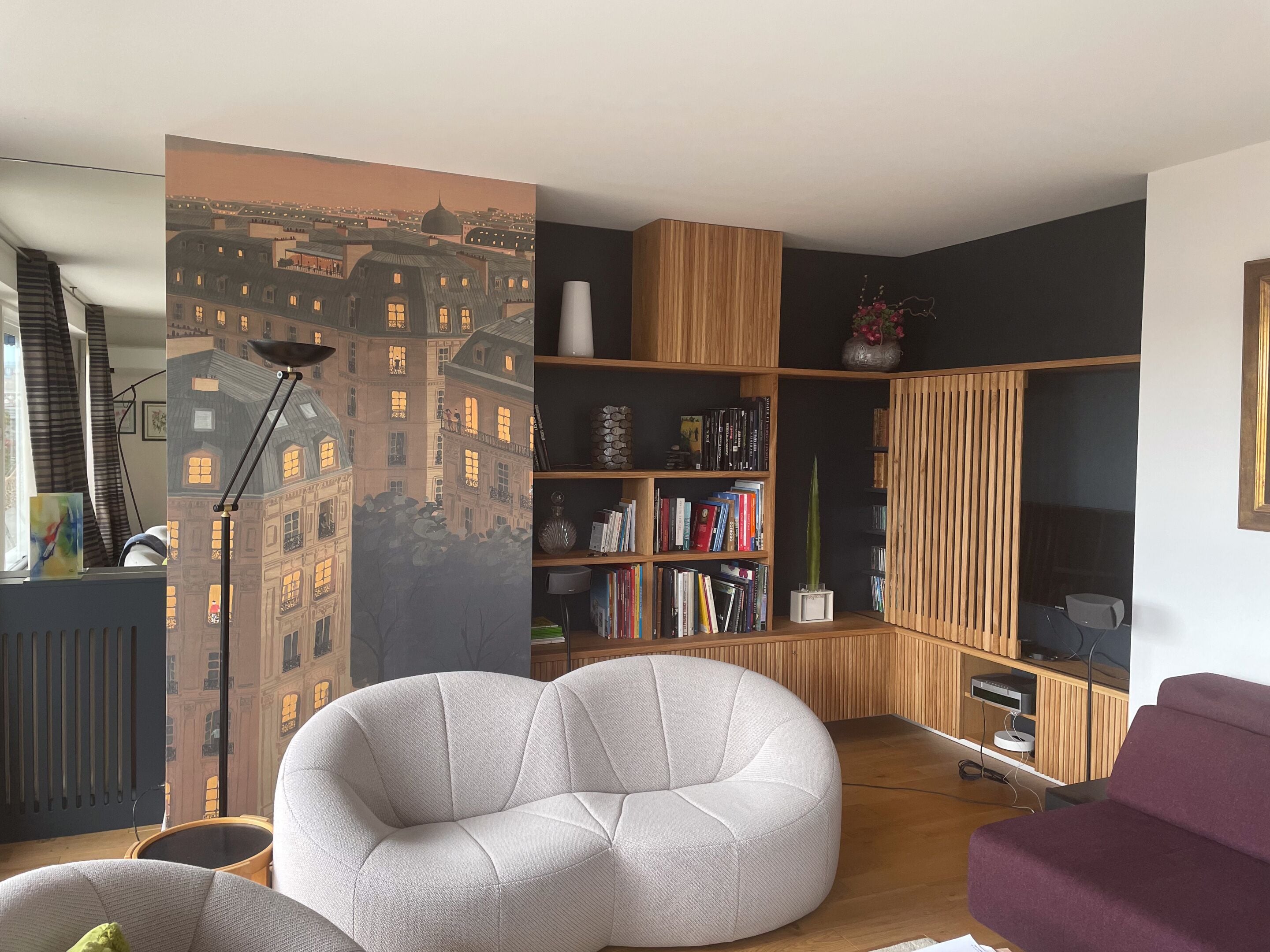 Smart TV, DVD player, books, video library