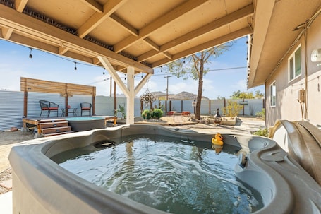 Terrace/patio. Village House - Hot Tub, Pool, walk to downtown shops