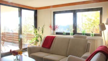 Smart TV, books, music library, stereo