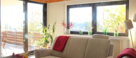 Smart TV, books, music library, stereo