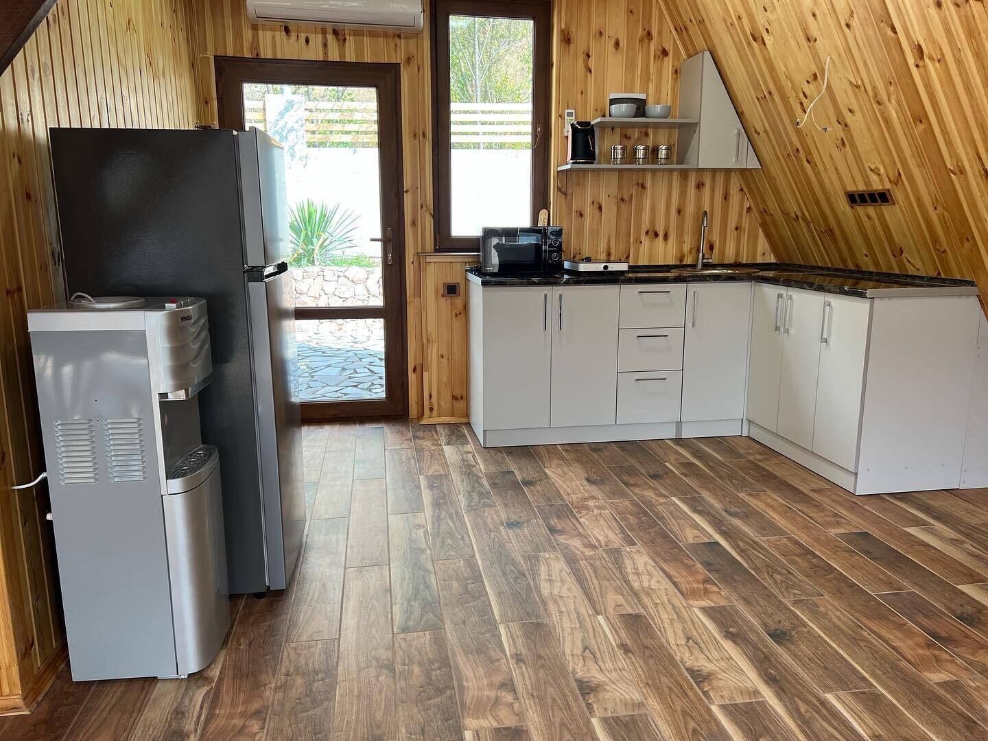 Coffee grinder, dining tables, kitchen islands
