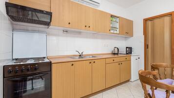 Fridge, oven, stovetop, coffee/tea maker