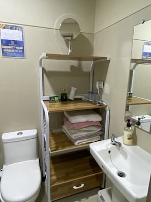 Dusche, Haartrockner, Bidet, Handtücher