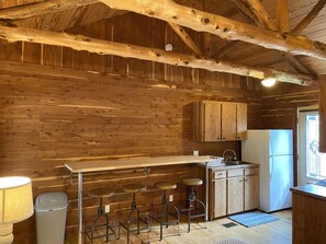 Standard Cabin | Private kitchen | Full-size fridge, microwave, oven, stovetop