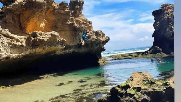 A coastal landscape with rocky formations and clear waters. - The back ultimate beach family, couples, girls trip or golf trip stay. (Blairgowrie)
