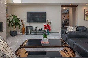 TV, fireplace, offices