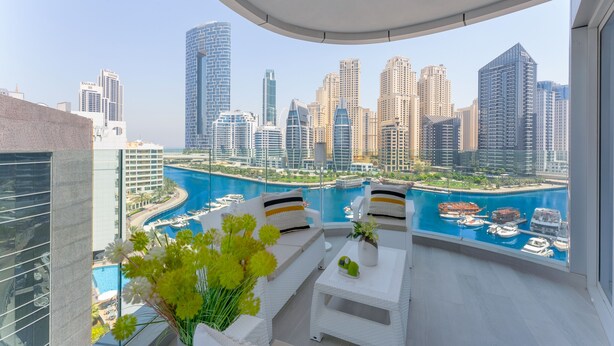 Deluxe Apartment, Pool Access, Canal View | Terrace/patio - Marvelous Apartments in Business Bay (Dubai)