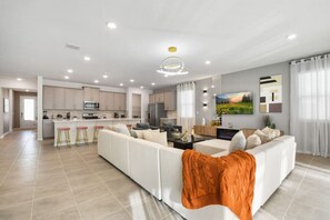 TV, fireplace, video games