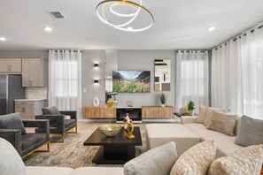 TV, fireplace, video games