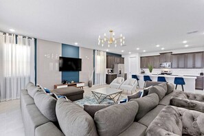 Flat-screen TV, video games