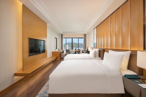 Premium Twin kamer, uitzicht op oceaan | Luxe beddengoed, bedden met traagschuimmatras, een kluis op de kamer