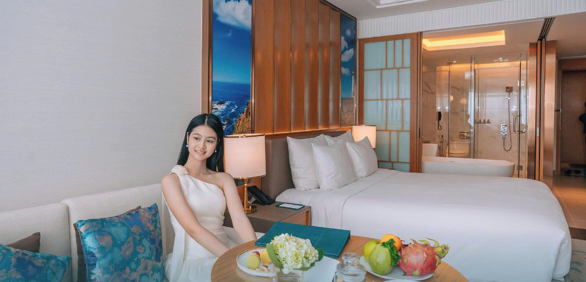 Quarto casal premium, vista para o oceano | Roupas de cama premium