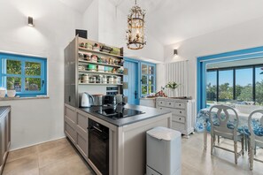 Fridge, oven, dishwasher, coffee/tea maker