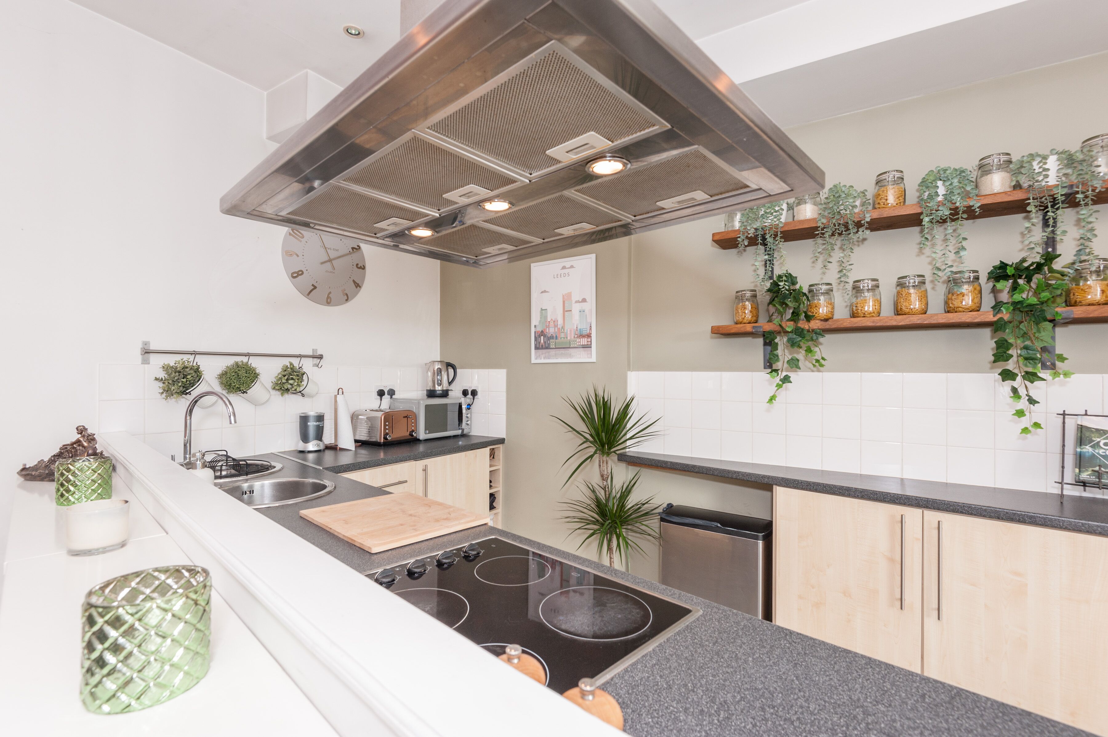 Fridge, microwave, oven, toaster