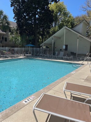 Outdoor pool - Great location with walking distance to beach, great pool and tennis  (Hilton Head Island)