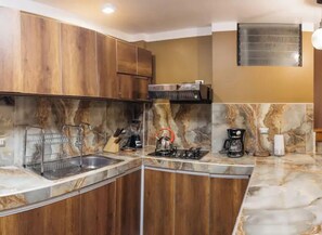 Fridge, microwave, stovetop, dishwasher