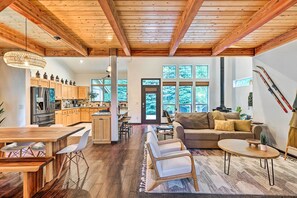 TV, fireplace, DVD player, books