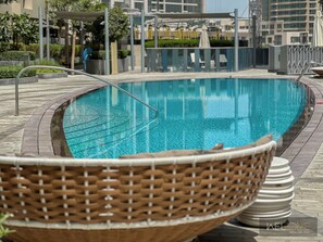 Outdoor pool - WelHome - Luxury Apartment Facing Burj Khalifa With Terrace (Dubai)