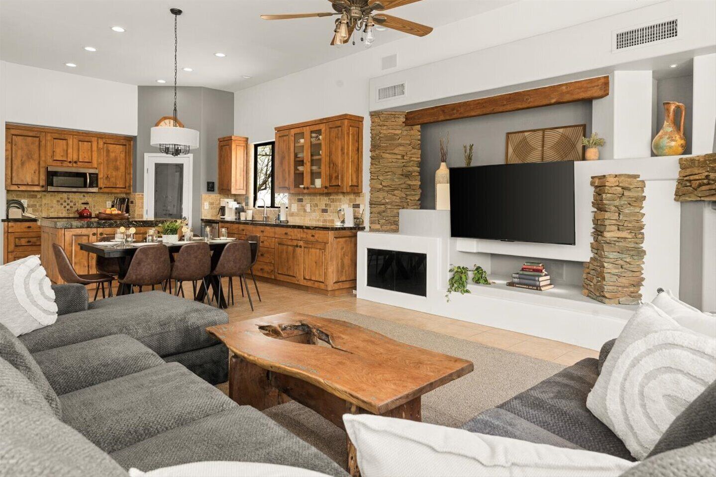 Smart TV, fireplace, video games, table tennis