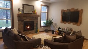 Smart TV, fireplace, video games, printers
