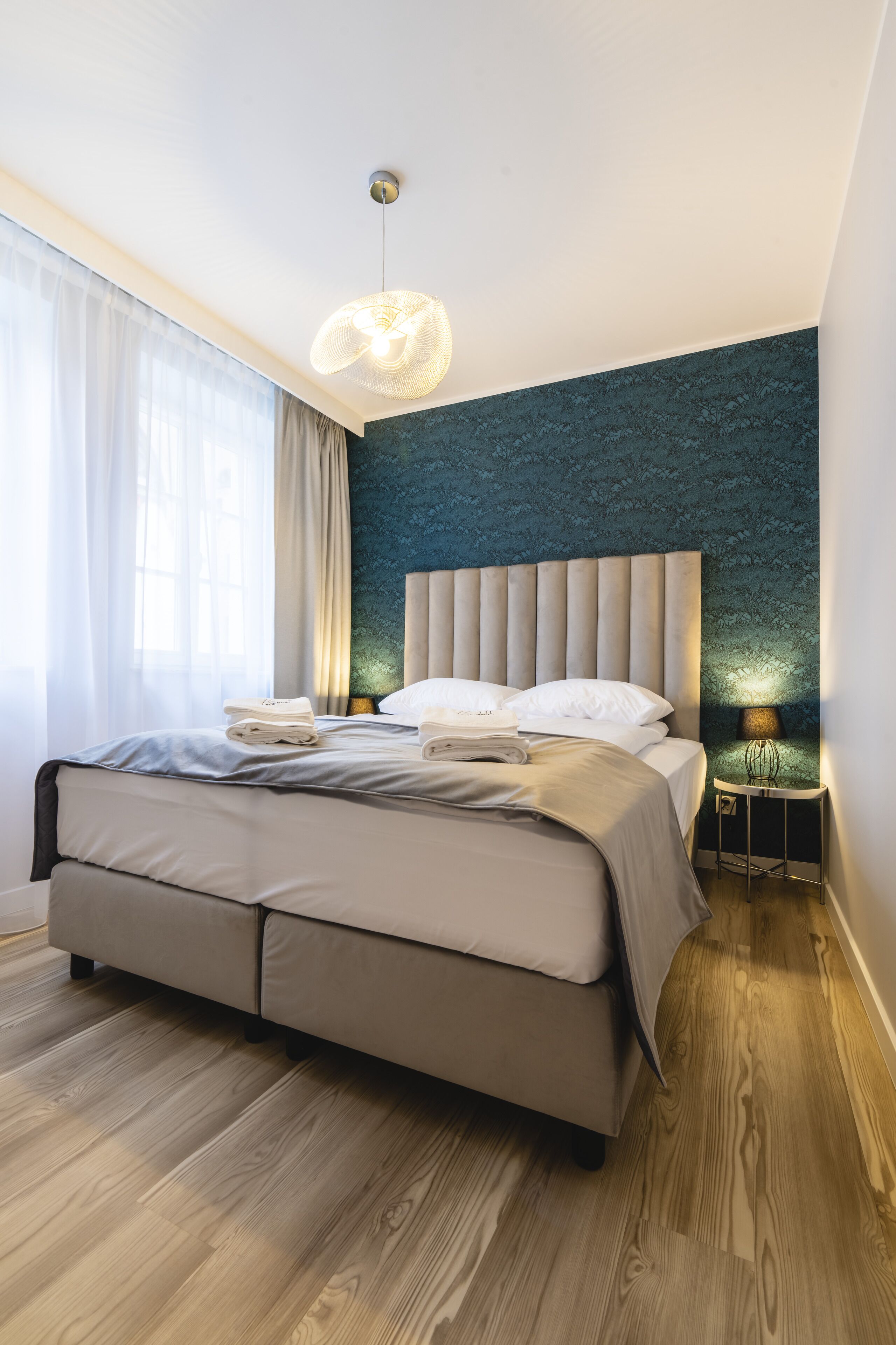 Deluxe-huoneisto, 2 makuuhuonetta, merinäköala | Egyptinpuuvillaiset lakanat, ylelliset vuodevaatteet