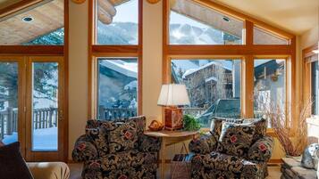 Télévision, cheminée, livres