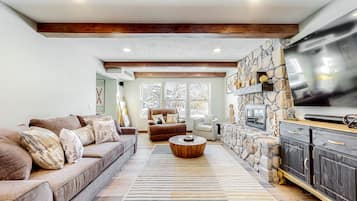 Smart TV, fireplace, video games, books