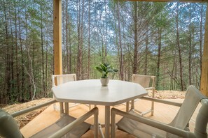 Outdoor dining - Peaceful Helen Retreat-Walk to Downtown + Hot Tub
3rd Night Free w/ 2 Night Stay (Helen)