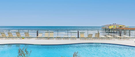 Outdoor pool, pool loungers