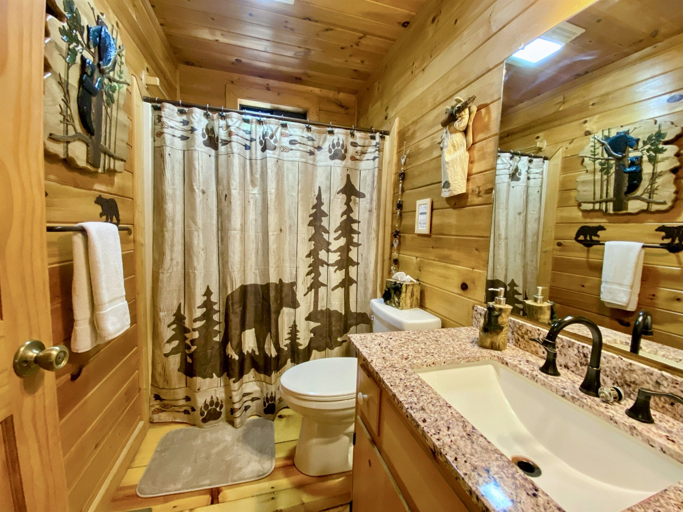 Combined shower/tub, hair dryer, towels, soap