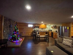 Smart TV, fireplace, video games, books