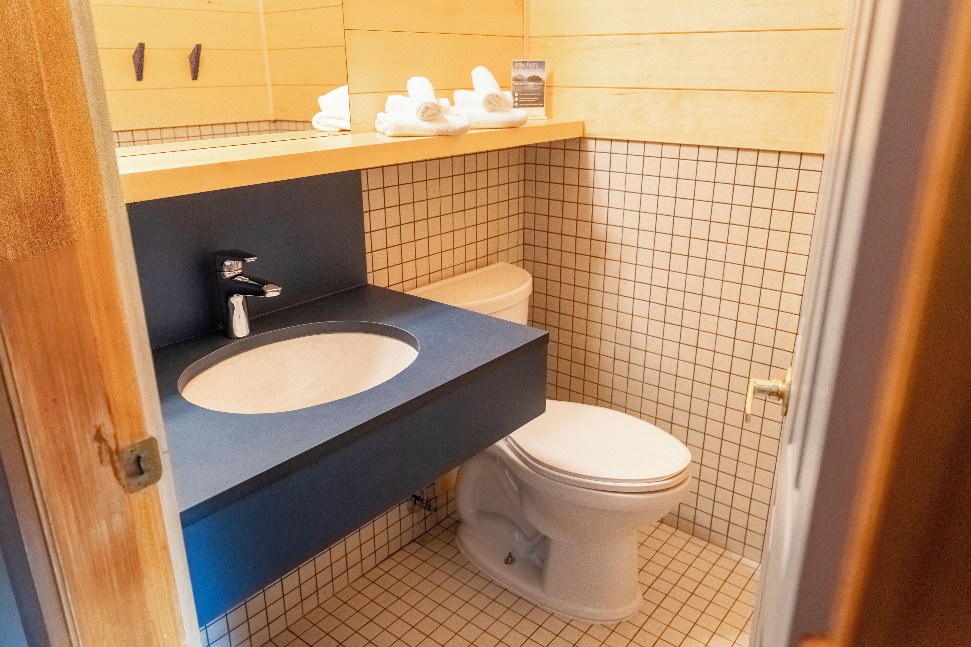 A bathroom with a sink, mirror, and toilet.