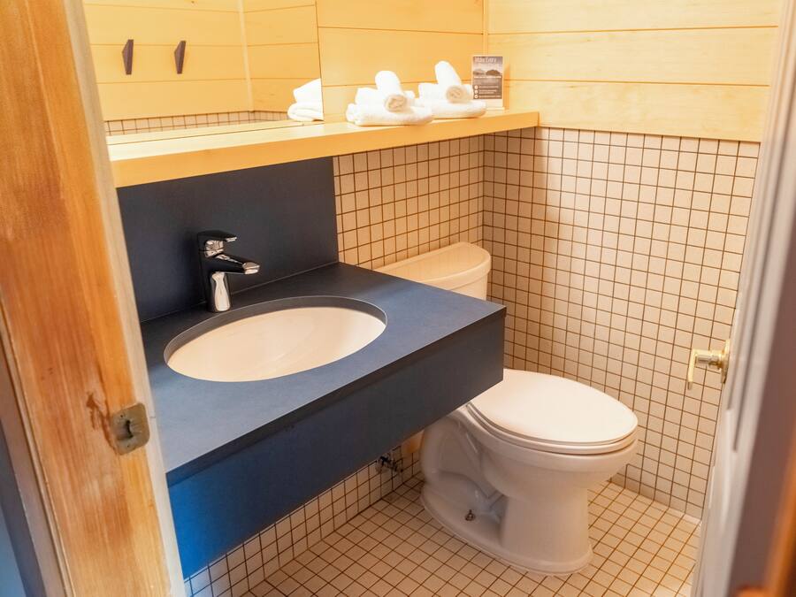 A bathroom with a sink, mirror, and toilet.