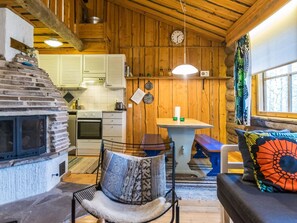 Télévision, cheminée, lecteur de DVD