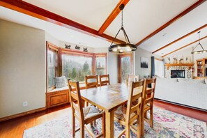 Dining - Sunny & spacious home with mountain & lake views, a game room, & fireplaces (Lake Arrowhead)