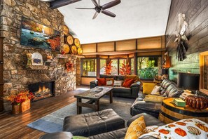 Smart TV, fireplace, video games, books