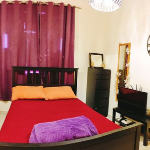 1 bedroom, desk, soundproofing, iron/ironing board