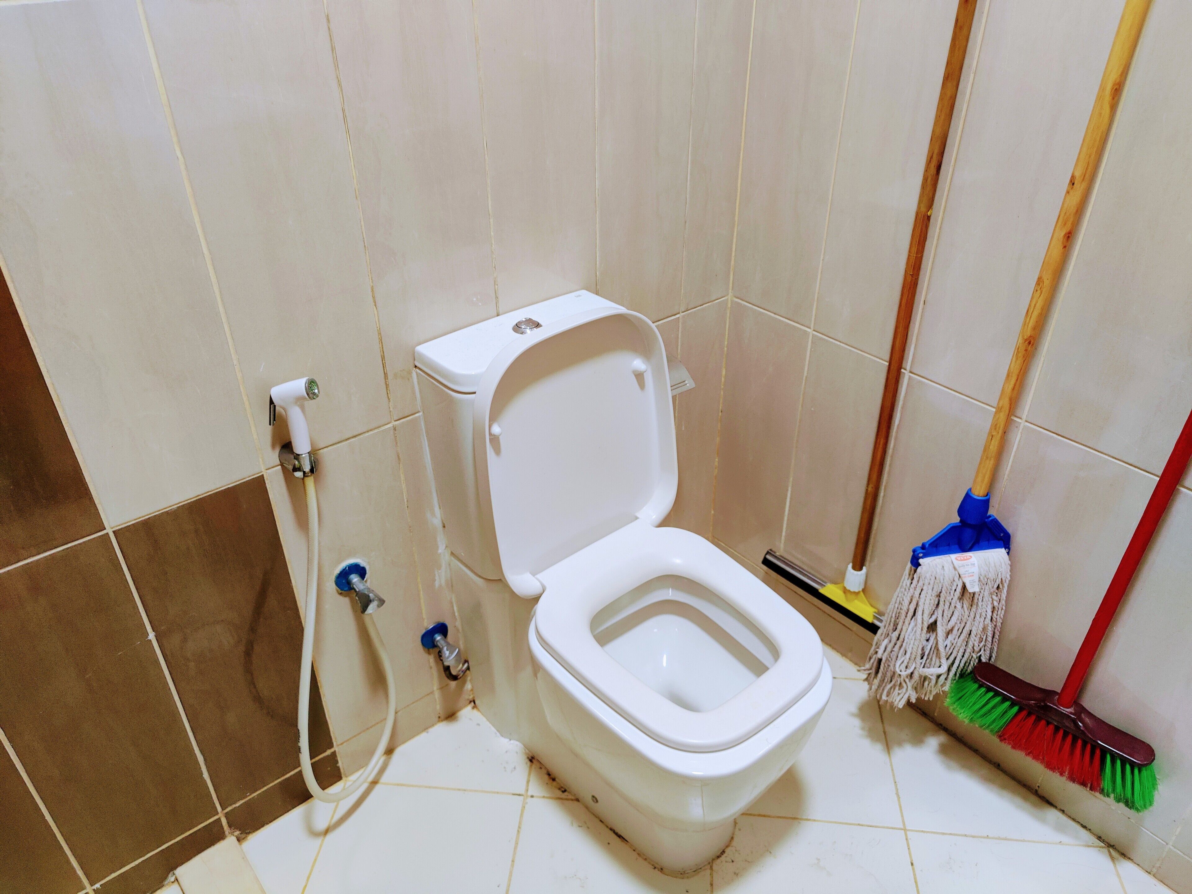 Een douche, een bubbelbad, een haardroger, een bidet