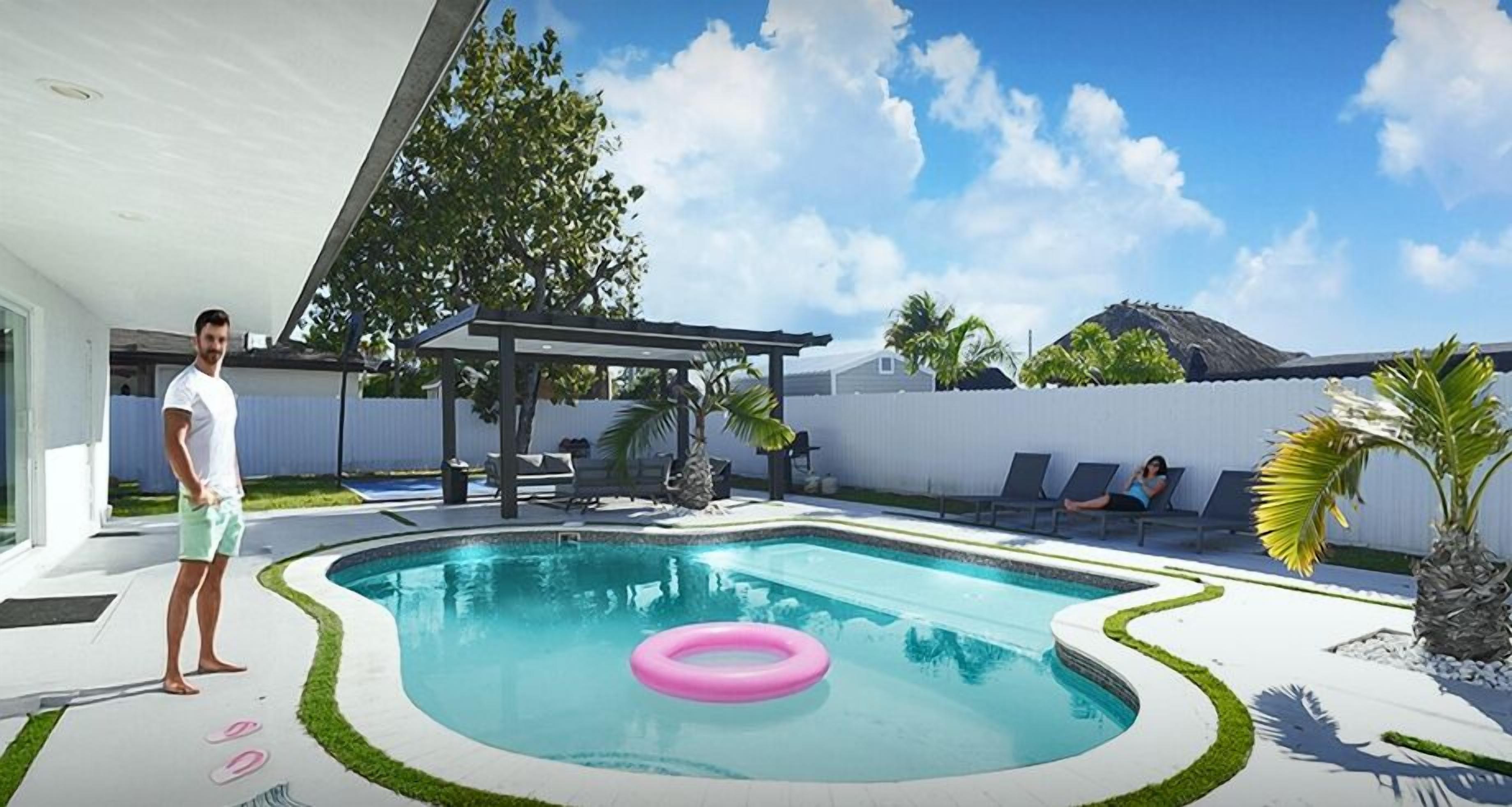 Beautiful courtyard with a crystal clear pool in the center.
