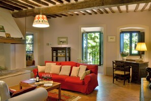 Panoramic Condo, Terrace | Living area | 19-inch flat-screen TV with digital channels, TV - Castello Ginori Di Querceto (Montecatini Val di Cecina)