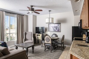 Flat-screen TV, video games, DVD player, stereo