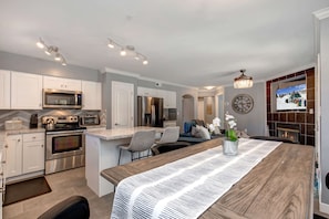 Fridge, microwave, oven, stovetop - Moose Mgmt at Fox Bay H101: Balcony w/ Grill-Community BBQ Area-Playground (Park City)