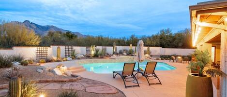 Piscine extérieure, piscine chauffée