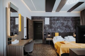 Estudio panorámico | 1 habitación, edredón y caja de seguridad en la habitación 