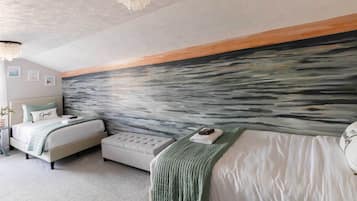 4 habitaciones, tabla de planchar con plancha, wifi y ropa de cama