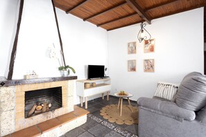 Televisión y chimenea