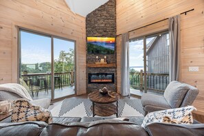 Smart TV, chimenea, videojuegos y reproductor de DVD 