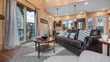 Smart TV, fireplace, video games, DVD player